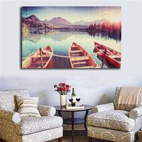 Art Painting Lake Boat Ship Modern Picture Oil Canvas Wall Art Frameless Living Room Bedroom Home De