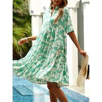 Women's Layered Shirt Collar Midi Dress Short Sleeve Summer Spring Lightinthebox