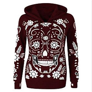 Women's Zip Up Hoodie Sweatshirt Graphic Skull Zip Up Daily Basic Casual Hoodies Sweatshirts  Cotton Loose Purple Black Red miniinthebox