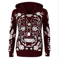 Women's Zip Up Hoodie Sweatshirt Graphic Skull Zip Up Daily Basic Casual Hoodies Sweatshirts  Cotton Loose Purple Black Red miniinthebox - thumbnail