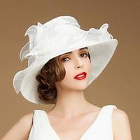 Hats Headwear Organza Ice Silk Bucket Hat Floppy Hat Sun Hat Wedding Tea Party Elegant Wedding With Floral Headpiece Headwear Lightinthebox