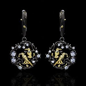Women's AAA Cubic Zirconia Earrings Monogram Bird Fashion Vintage European Earrings Jewelry Black For Halloween Street Gift Festival 1 Pair miniinthebox