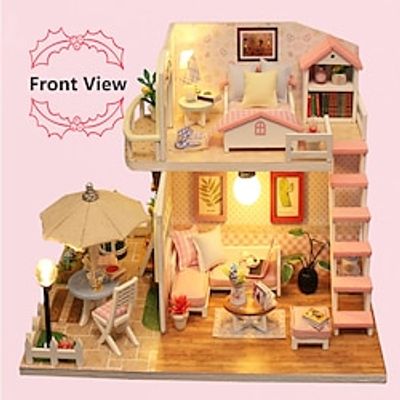 Valentine's Day DIY Crafts With Lights Birthday Gifts Loft Handmade Wooden Puzzles DIY Cabin Building Blocks Toys No dust cover Lightinthebox