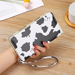 Women's Wallet Coin Purse Credit Card Holder Wallet PU Leather Shopping Daily Tassel Waterproof Lightweight Durable Cow Print Black / White Dark Red Pink Lightinthebox