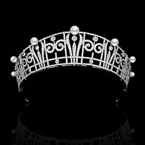 Vintage Royal Family Belgian Princess Claire Pearl Zircon Crown Princess Headdress Bride Wedding Hair Accessories Lightinthebox