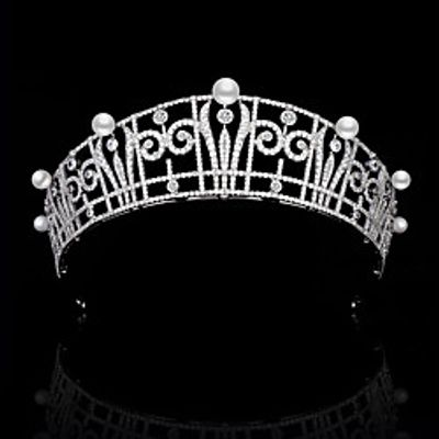 Vintage Royal Family Belgian Princess Claire Pearl Zircon Crown Princess Headdress Bride Wedding Hair Accessories Lightinthebox