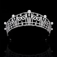 Vintage Royal Family Belgian Princess Claire Pearl Zircon Crown Princess Headdress Bride Wedding Hair Accessories Lightinthebox - thumbnail
