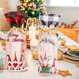 Christmas Wine Bottle Bags Cover, Cute Red Wine Bottle Decorations Bag, Cartoon Christmas Decoration Wine Gift Felt Bag For Hotel Kitchen Table Decoration. Lightinthebox