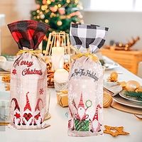 Christmas Wine Bottle Bags Cover, Cute Red Wine Bottle Decorations Bag, Cartoon Christmas Decoration Wine Gift Felt Bag For Hotel Kitchen Table Decoration. Lightinthebox - thumbnail