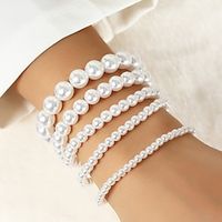 5pcsset Bracelet Retro Wedding Luxury Pink Pearl Bracelet Jewelry White For Wedding Party Evening Gift Birthday Mother's Day Lightinthebox - thumbnail