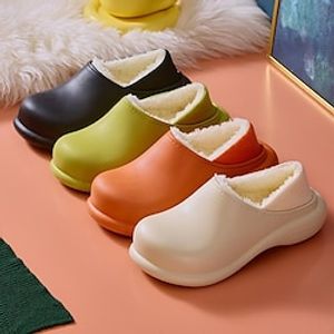 Women's Slippers House Slippers Warm Slippers Home Daily Flat Heel Round Toe Casual Comfort Minimalism EVA Loafer Solid Color Black Orange Green miniinthebox