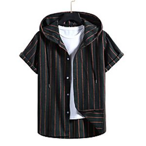 Men's Shirt Lattice Short Sleeve Casual Tops Casual Black / Red miniinthebox