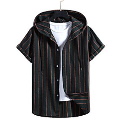 Men's Shirt Lattice Short Sleeve Casual Tops Casual Black / Red miniinthebox