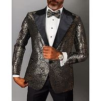 Men's Party Blazer Jacket Rose Floral Regular Slim Fit Printing Single Breasted One-button Black Gold Red Blue Fashion 2023 Lightinthebox - thumbnail