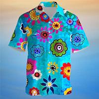 Floral Men's Resort Hawaiian 3D Printed Shirt Outdoor Hawaiian Holiday Summer Turndown Short Sleeve Yellow Blue Purple S M L Shirt Lightinthebox