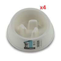 M-PETS Melamine High Back Slow Down Bowl White 250ml (Pack of 4)