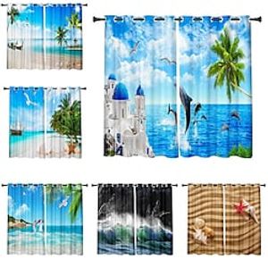 2 Panels Set Blackout Curtains Summer Beach Design Thermal Insulated Curtains for Bedroom Living Room Modern Grommet Window Drapes Curtain Drapes miniinthebox