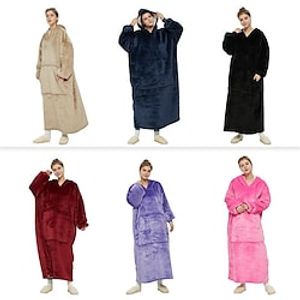 Ovesized Wearable Blanket Hoodie, Sherpa Fleece Blanket for Women Men Flannel Sherpa Soft Warm Cozy Blanket Jacket Sweater Gift for Adult Teens One Size miniinthebox