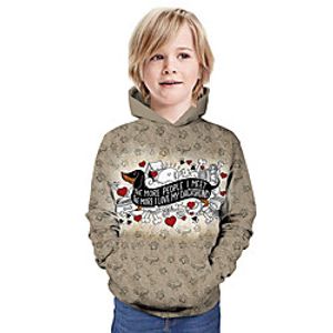 Kids Boys' Hoodie  Sweatshirt Long Sleeve Dog 3D Print Christmas Animal Print Khaki Children Tops Summer Active Daily Wear Christmas Regular Fit 3-13 Years miniinthebox