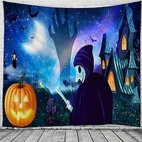 Halloween Party Wall Tapestry Art Decor Blanket Curtain Hanging Home Bedroom Living Room Decoration Polyester Dead Pumpkin Castle Ghost miniinthebox - thumbnail