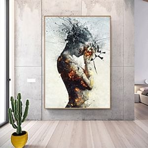 Graffiti Art Of Fire Girl Canvas Paintings On the Wall Art 100% Handmade  Woman Modern Art Picture Home Wall Decor miniinthebox