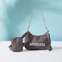 Mistotes Logo Print Crossbody Bag with Detachable Strap and Pouch