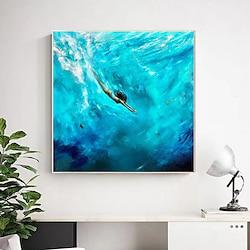 Handmade Abstract Swimming Woman For Living Room Home Decor Hand Painted Nordic Modern Girl On The Water Canvas Painting Wall Art Gift (No Frame) Lightinthebox