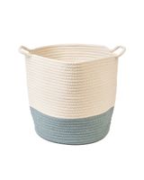 Homesmiths Cotton Rope Basket Upper Mouth White & Green Dia30 x H30 cm By Homesmiths