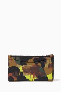 Zip Card Case in Camo Print Leather