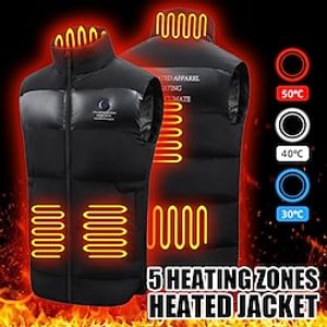 5 Heating Zones Heated Jacket Graphene Heating Vest USB Smart Heated Gilet Washable Thick Thermal Jacket for Men Women Heated Clothing miniinthebox