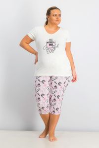 Womens Plus Size Beautiful Me Print Shirt and Pajama Pants  Blush/White