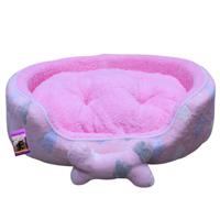 Coco Kindi Pink Color Cloud Pattern Washable Oval Shape Fur Bed For Dogs & Cats - Size 2 - 58 X 48 X 15Cm