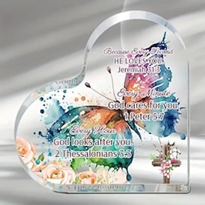 Acrylic Heart Plaque Christian Gifts For Women Men Faith Christmas Acrylic Paperweight Inspirational Religious Gifts Home Decor Room Decor Scene Decor Office Decor Lightinthebox