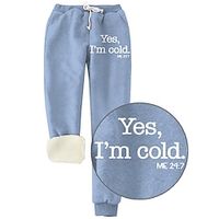 Women's Fleece Sweatpants Chinos Full Length Pocket Sweatpants Savannah Joggers Daily Wear Light Pink Transparent Blue S M Fall  Winter Lightinthebox - thumbnail