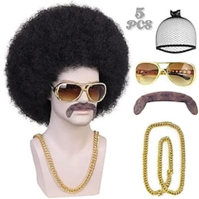 5Pcs Mens Afro Wig Disco Afro Wig 70's Men Short Curly Wig 70s Wigs for Men Disco Mens Wig Disco Afro Wig Black Synthetic Wig for Halloween Party Lightinthebox 5Pcs Mens Afro Wig Disco Afro Wig 70's Men Short Curly Wig 70s Wigs for Men Disco Mens Wig Disco Afro Wig Black Synthetic Wig for Halloween Party Lightinthebox