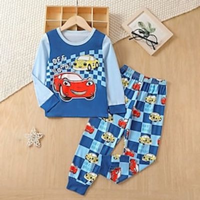 Boys 3D Plaid Car Pajama Set Long Sleeve 3D Print Fall Winter Active Cool Daily Polyester Kids 3-12 Years Crew Neck Home Causal Indoor Regular Fit Lightinthebox Boys 3D Plaid Car Pajama Set Long Sleeve 3D Print Fall Winter Active Cool Daily Polyester Kids 3-12 Years Crew Neck Home Causal Indoor Regular Fit Lightinthebox