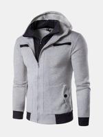 Casual Zip Up Sport Hooded Tops for Men