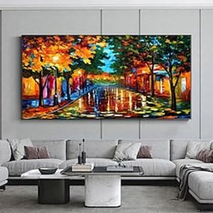 Oil Painting Handmade Hand Painted Wall Art Modern Abstract City lover tree Landscape painting wall art Home Decoration Decor Rolled Canvas No Frame Unstretched Lightinthebox