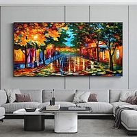 Oil Painting Handmade Hand Painted Wall Art Modern Abstract City lover tree Landscape painting wall art Home Decoration Decor Rolled Canvas No Frame Unstretched Lightinthebox - thumbnail