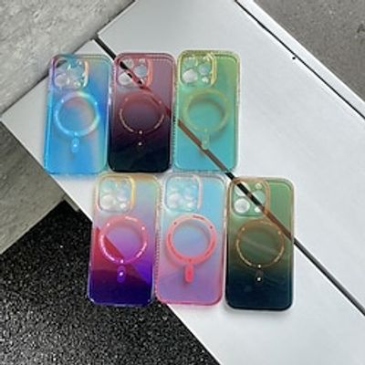Phone Case For iPhone 15 Pro Max iPhone 14 13 12 11 Pro Max Plus With Magsafe Magnetic Support Wireless Charging Non-Yellowing Color Gradient TPU Lightinthebox