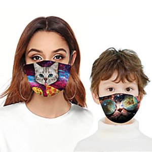 Mommy and Me Face Mask Galaxy Cat Graphic Daily Print Black Purple Dark Red Active Matching Outfits  Fall  Spring  Casual Lightinthebox