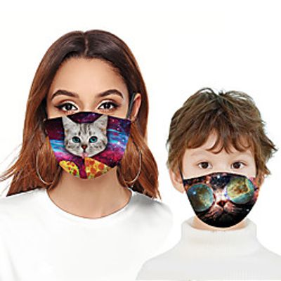 Mommy and Me Face Mask Galaxy Cat Graphic Daily Print Black Purple Dark Red Active Matching Outfits  Fall  Spring  Casual Lightinthebox