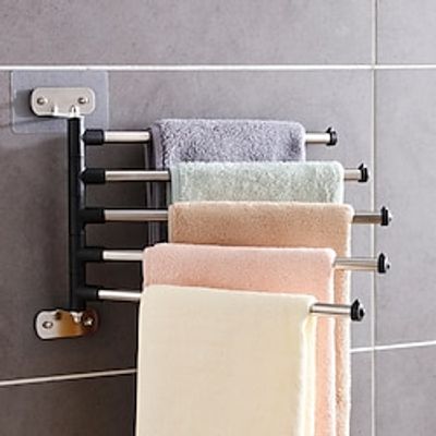 Towel Bar Bathroom Rotatable Towel Racks Storage Rack Punch-Free Organizer Wall Hanging Towel Holder Paper Holder Kitchen Bathroom Shelf miniinthebox