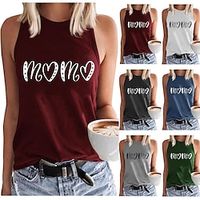 european and american cross-border women's vest ebay amazon wish mother's day printed round neck open back sleeveless t-shirt vest Lightinthebox - thumbnail