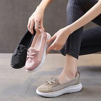 Women's Sneakers Slip-Ons Slip-on Sneakers Outdoor Office Daily Low Heel Round Toe Casual Comfort Cloth Loafer Almond Black Pink Lightinthebox