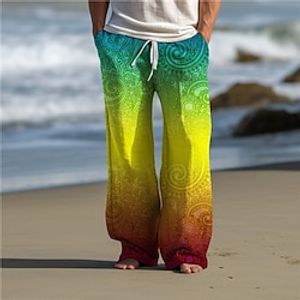 Paisley Vintage Men's 3D Print Pants Trousers Outdoor Daily Wear Streetwear Polyester Yellow Red Blue S M L Medium Waist Elasticity Pants Lightinthebox