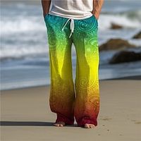 Paisley Vintage Men's 3D Print Pants Trousers Outdoor Daily Wear Streetwear Polyester Yellow Red Blue S M L Medium Waist Elasticity Pants Lightinthebox - thumbnail