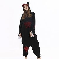 Women's Pajamas Winter Kigurumi Pajamas Winter Onesies Jumpsuits Animal Cartoon Comfort Funny Soft Home Daily Bed Cotton Warm Hoodie Long Sleeve Pocket Hoodie Winter Fall Brown Black  Pjs Lightinthebox - thumbnail