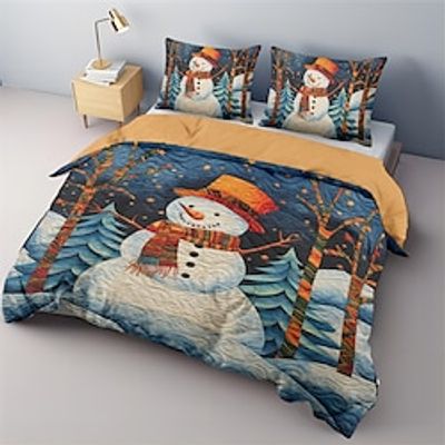 Christmas Snowman Duvet Cover Set Bedding Set, 3 Pieces Comforter Cover Soft Microfiber Festival Bedding Gifts Christmas Decoration For Home Flannel Material With Quilt Art Lightinthebox Christmas Snowman Duvet Cover Set Bedding Set, 3 Pieces Comforter Cover Soft Microfiber Festival Bedding Gifts Christmas Decoration For Home Flannel Material With Quilt Art Lightinthebox