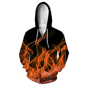 Men's Zip Up Hoodie Sweatshirt Animal 3D Casual Daily 3D Print Casual Hoodies Sweatshirts  Orange miniinthebox